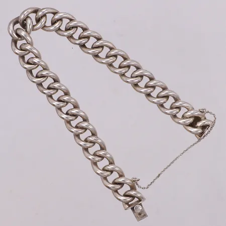 Armband, pansarlänk, 19cm, bredd: 10,4mm, ihåliga länkar, säkerhetskedja, 830/1000 silver Vikt: 16,8 g