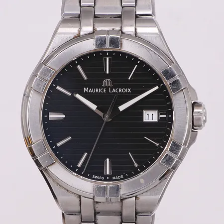 Herrur Maurice Lacroix Aikon, 42mm, stål, quartz, ref: AI1008, srn: AX32839, safirglas, datum, stållänk, batteribyte krävs, inga tillbehör