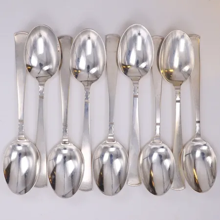 9 Matskedar, 20cm, modell: Rosenholm, 830/1000 silver Vikt: 497,2 g
