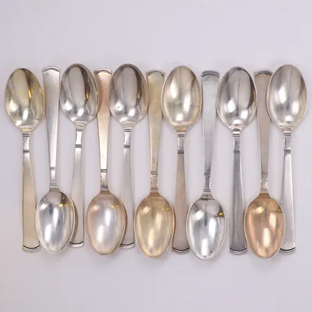 12 Teskedar, 14cm, modell: Rosenholm, 830/1000 silver Vikt: 240,4 g