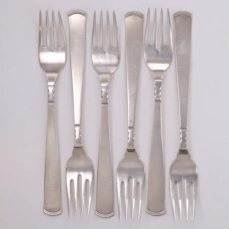 6 Fiskgafflar, 17,8cm, modell: Rosenholm, 830/1000 silver Vikt: 228,4 g