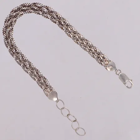 Armband, flätat, 18,5-21,5cm, bredd: 6,9mm, GHA, 925/1000 silver Vikt: 8,2 g