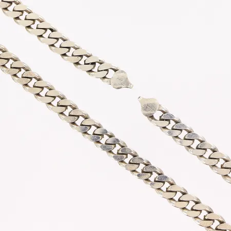 Kedja Pansar, 49cm, bredd 8,5mm, lås saknas, silver 925/1000. Vikt: 78,5 g