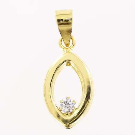Hänge, vit sten, 16x7mm, GHA, 18K.  Vikt: 0,2 g
