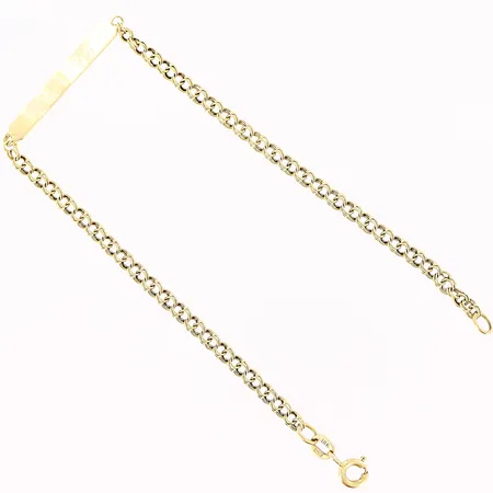 Armband, bricka, Bismarck, 19,5cm, bredd 3-4mm, gravyr, skevheter, slitage, 18K.  Vikt: 3,1 g