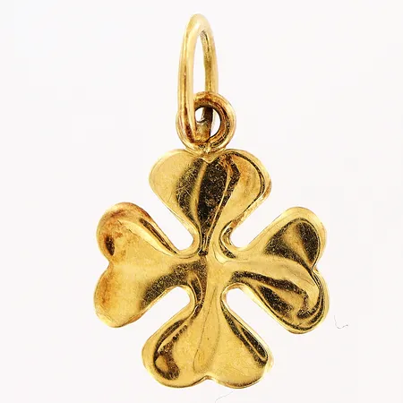 Hänge, fyrklöver, 15x10mm, 18K.  Vikt: 0,3 g