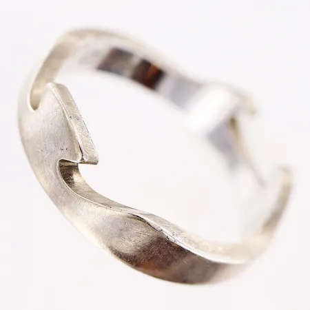 Ring, Georg Jensen Fusion, stl ca 18½ (56), bredd 5mm, design Nina Koppel, end ring, vitguld, slitage, i behov av rodinering, 18K.   Vikt: 6,1 g