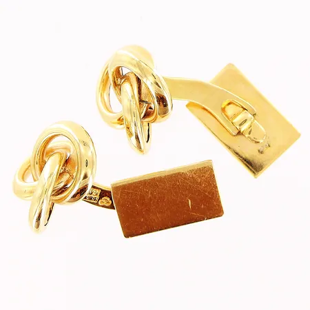 Ett par manschettknappar, knutar, 16x16mm, 18K Vikt: 6,6 g