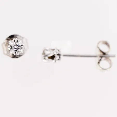 Ett par örhängen med diamanter 2 x ca 0,02ct, Ø3mm, vitguld, udda stoppar, 18K Vikt: 0,9 g