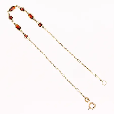 Armband, granater, 18cm, bredd 1-3,5mm, skeva länkbitar, förgyllt silver, 925/1000 Vikt: 1,2 g