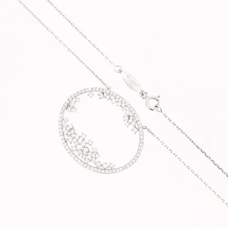 Collier, vita stenar, 44cm, integrerat hänge 25x30mm, vitguld, 14K Vikt: 3,6 g