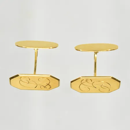Ett par manschettknappar med monogram, 18K. Vikt: 8 g