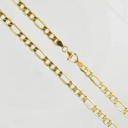 Kedja Figaro, längd 51½ cm, bredd 5 mm, ihåliga länkar, 18K. Vikt: 8,6 g