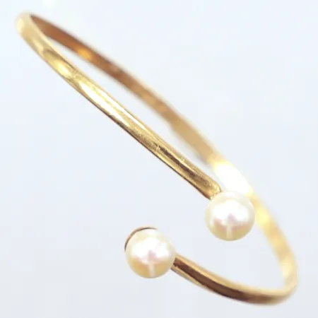Stel armring öppen, pärlor, Ø16cm, 18K  Vikt: 11,9 g
