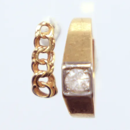 Ring , ett singelörhänge, defekta, 18k Vikt: 2 g