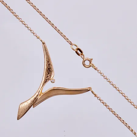 Collier med diamant ca 1x0,01ct, längd: ca 44cm, bredd: ca 1-40mm, 18K  Vikt: 6,1 g