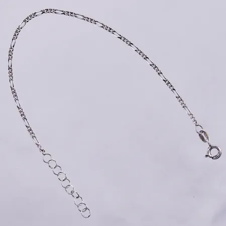 Armband figaro, längd: ca 19cm, justerbart, bredd: ca 2mm, GHA, 925/1000, silver Vikt: 1,4 g