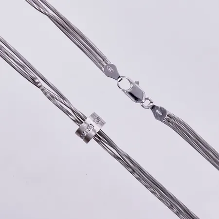 Silvercollier med hänge med stenar, 42cm, 925/1000 Vikt: 23,7 g