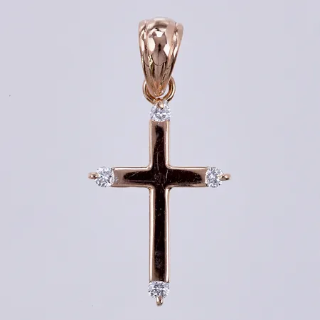 Hänge med diamanter ca 4x0,01ct, längd ca 23mm, bredd 11mm, 14K  Vikt: 1,3 g