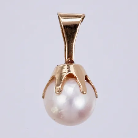 Hänge med odlad pärla, Ø6mm, längd ca 11mm, 18K  Vikt: 0,4 g