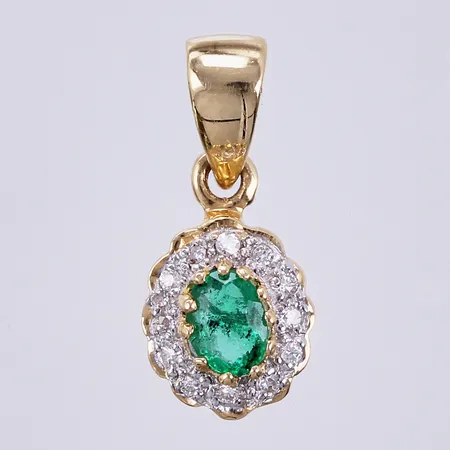Hänge med en färgad sten och diamanter ca 12x0,001ct, blandat åttkanslipade/briljantslipade, längd: ca 1,5cm, bredd: ca 3-7mm, 18K   Vikt: 1 g