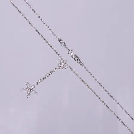 Collier med diamanter 11 x ca 0,03ct, längd ca 42cm, bredd ca 1,1-40mm, vitguld, 18K  Vikt: 6,3 g