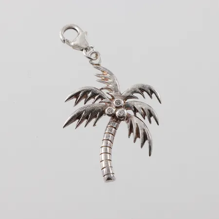 Berlock "Palm" Glitter, höjd 3cm, silver Vikt: 2,5 g