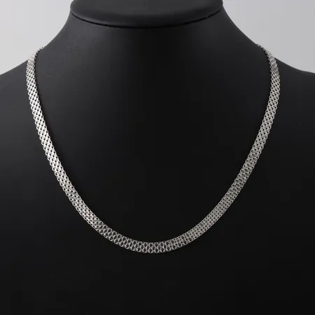 Collier x-länk, längd 51cm, bredd 6mm, Guldfynd, silver  Vikt: 15,7 g