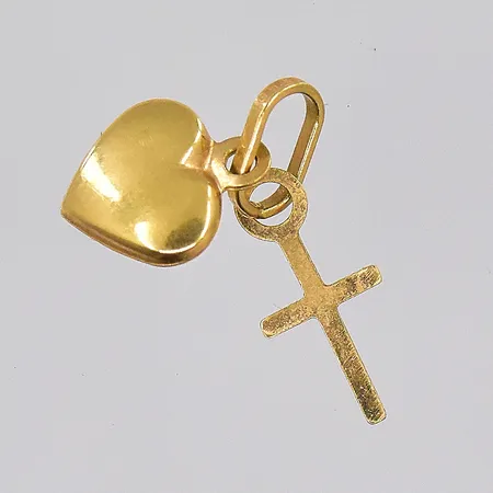 Hänge, hjärta och kors, stl 12,5x6mm, 18K Vikt: 0,2 g