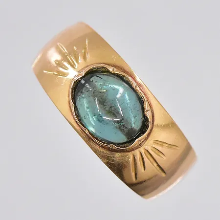 Ring med grön sten, stl 17, 18K Vikt: 2,2 g