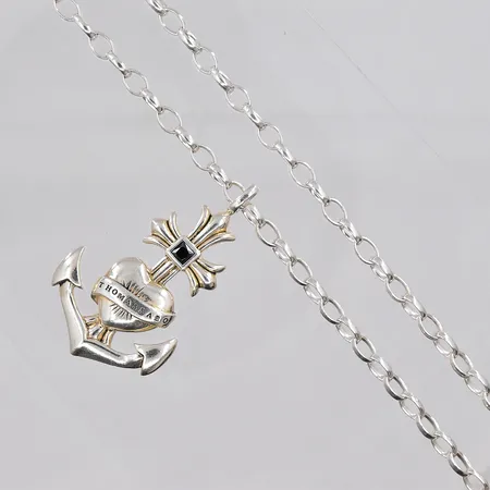 Kedja, 112cm, bredd 5mm, hänge 56x32mm, Thomas Sabo, 925/1000 silver Vikt: 64 g