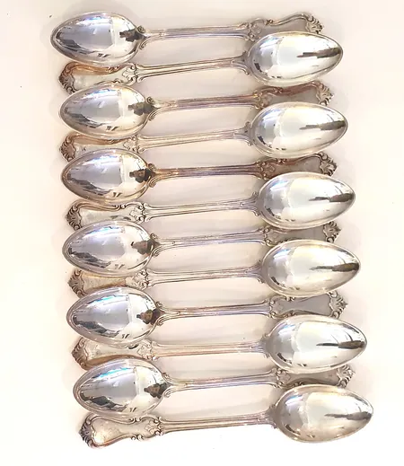 12 kaffeskedar Modell Olga,  silver 800/1000, 13cm Vikt: 184 g