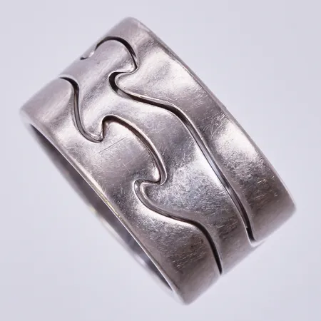 Ring vitguld, Fusion, Georg Jensen, stl: 58, bredd: 12mm, 18K Vikt: 19,3 g