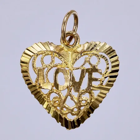 Hänge, hjärta med texten LOVE, längd: ca 1,5cm, bredd: ca 13mm, 14K  Vikt: 0,6 g