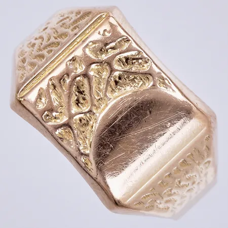 Klackring, stl: ca 19¼, bredd: ca 4-12mm, defekt, skev/bucklig, 18K  Vikt: 4,3 g