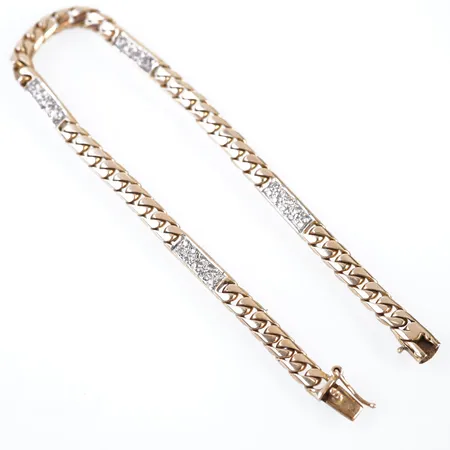 Armband m diamanter, 18cm, bredd 4mm, 14k Vikt: 10,2 g