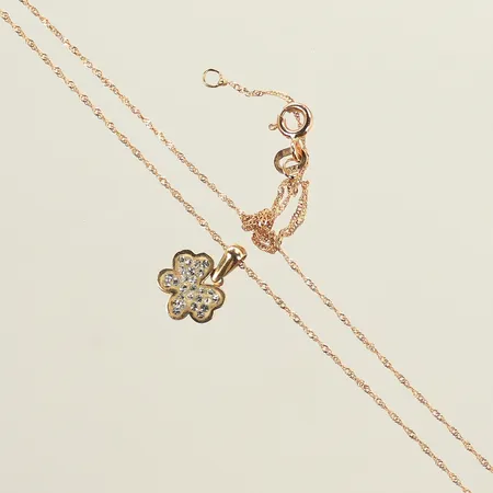 Halsband Singapore, med hänge, defekt, 18K  Vikt: 1,3 g
