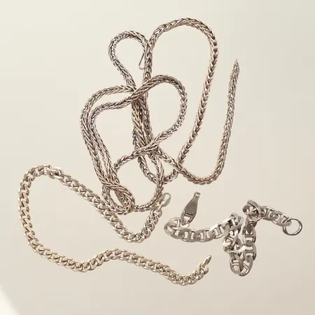 Halsband, armband, defekta, saknar lås, silver 925/1000, 22,7g Vikt: 22,7 g