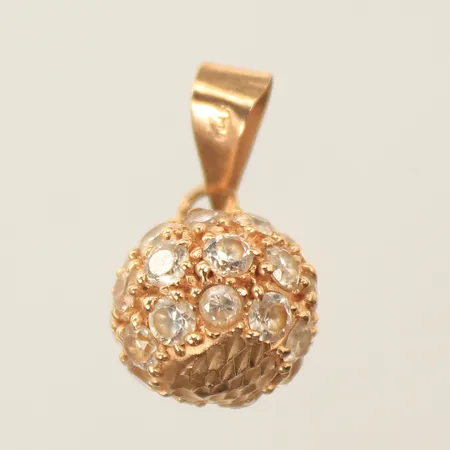Hänge "boll" med vita stenar, 14K, 3,2g 