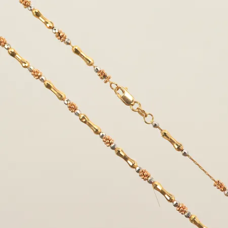 Collier, trefärgat, längd ca 48cm, bredd 2mm, 18K Vikt: 11,8 g