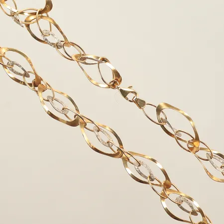 Halscollier, längd 43cm, bredd 11mm, rödguld/vitguld, 14K Vikt: 18,1 g