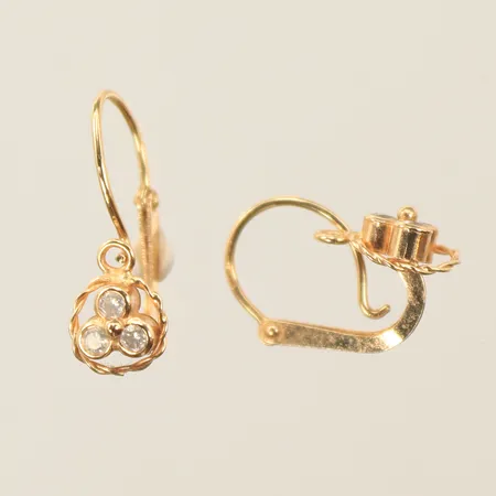 Ett par örhängen med vita stenar, 15x10mm, 14K Vikt: 1,3 g