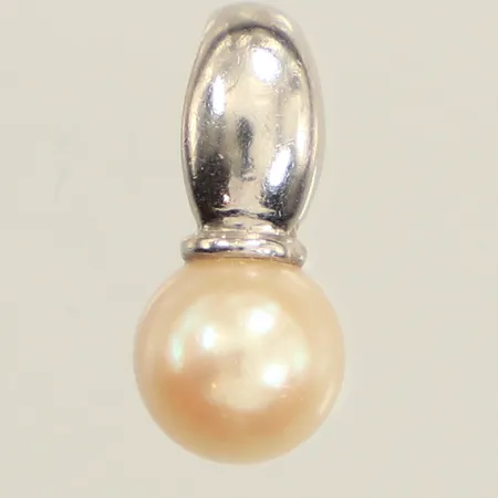 Hänge vitguld med pärla, ca 14mm, bredd ca 7mm, 18K Vikt: 1,3 g
