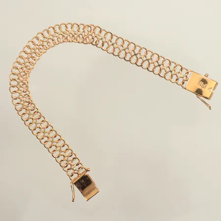 Armband X-länk, ca 19cm, bredd ca 10mm, Svensk Guldkedjeteknik Ab år 1970, 18K Vikt: 14,7 g