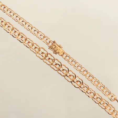 Collier, doserat, längd 44cm, bredd 5-8mm, Stockholm år 1987, 18K  Vikt: 12,3 g