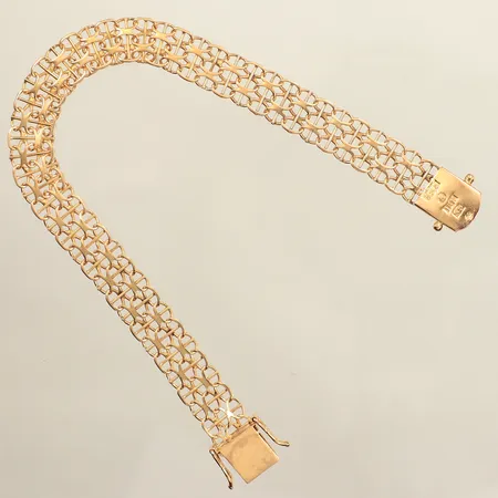 Armband X-länk med stav, längd 19,5cm, bredd 9,6mm,  Ädelsmycken Aktiebolag Stockholm 1968, 18K  Vikt: 12,2 g
