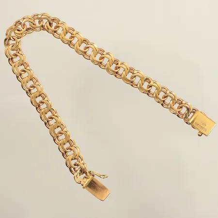 Armband Biosmarck, ca 19,5cm, bredd ca 8,5mm, förgyllt,  	Guldvaruhuset Aktiebolag Stockholm år 1949, silver Vikt: 18,3 g