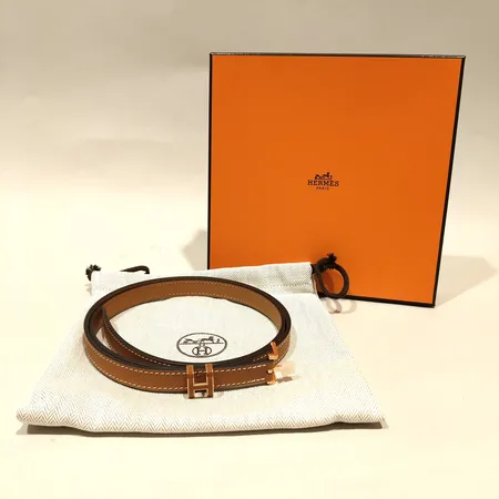 Skärp Hermés, Pop H 15 belt, 90cm, brunt läder, kvittokopia, dustbag, kartong. 