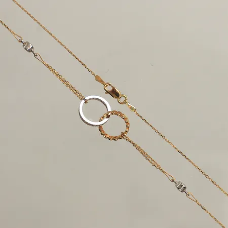Collier med vita stenar, tvåtonat, ca 46cm, bredd ca 1-11mm, 18K Vikt: 4,5 g