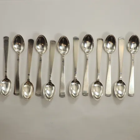 Tolv teskedar, modell: Rosenholm, ca 12cm, Silver Vikt: 195,6 g